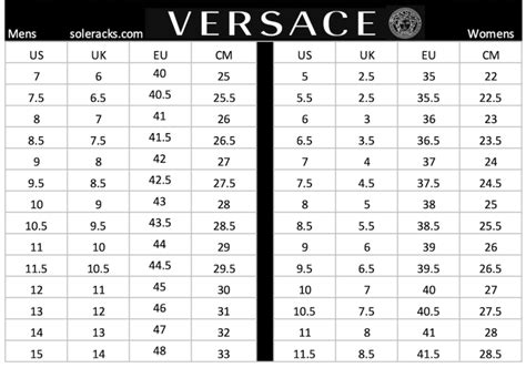 versace sandals size chart